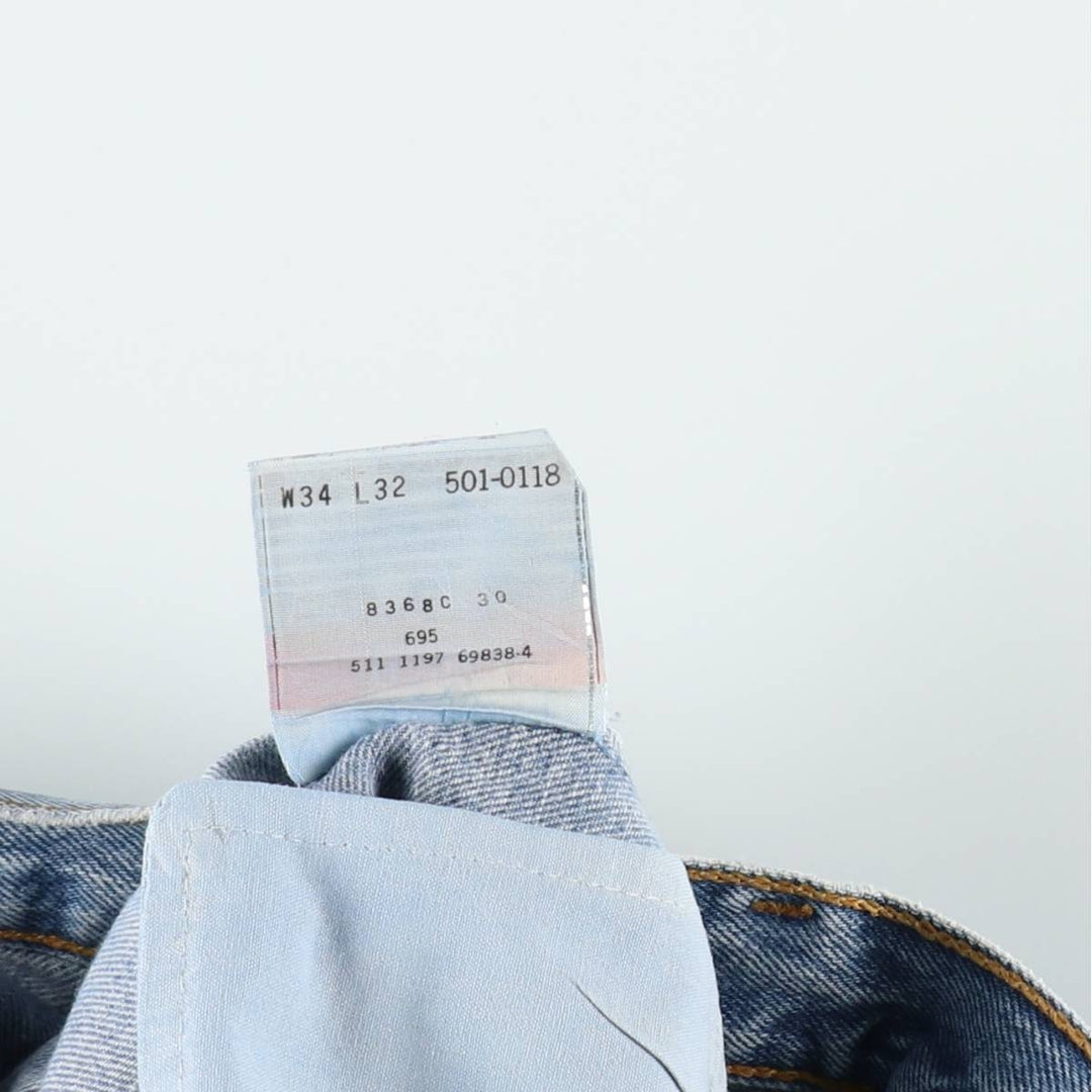 1990'S Levi's 501-0118 Straight Denim Pants, Made in USA, Men's Size W33 (approx.), Vintage cotton blue type Vintage Second Hand