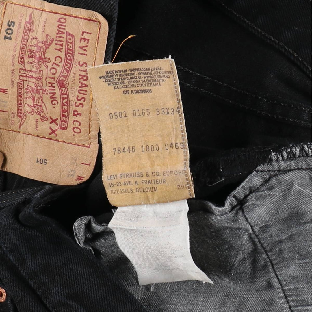2000'S Levi's 0501-0165 Euro Model Black Denim Straight Leg Jeans, Men's W32 (approx.) cotton black type Vintage Second Hand