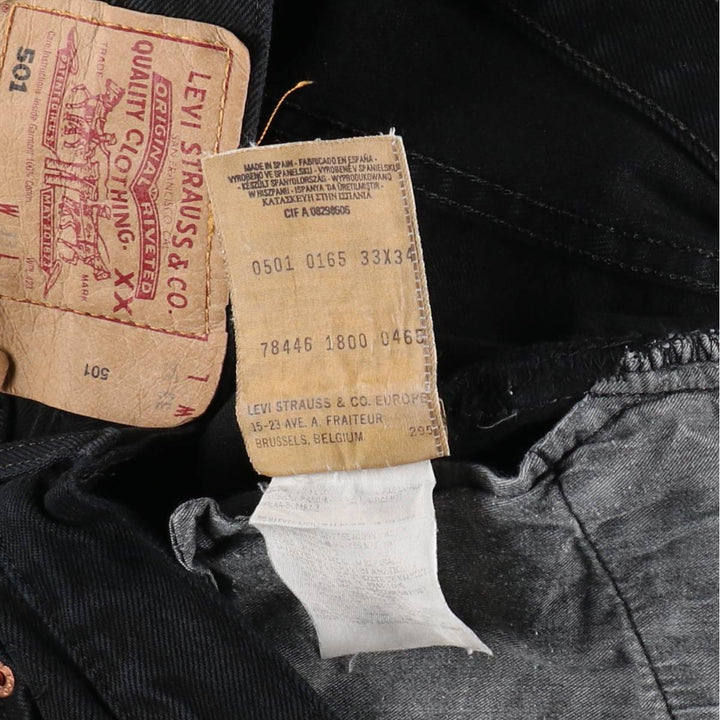 2000'S Levi's 0501-0165 Euro Model Black Denim Straight Leg Jeans, Men's W32 (approx.) cotton black type Vintage Second Hand