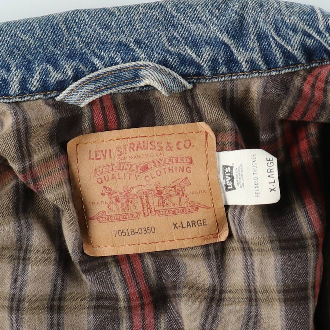1990'S Levi's 70518-0350 Denim Jacket, Men's Size XL (approx.), Vintage cotton blue type Vintage Second Hand