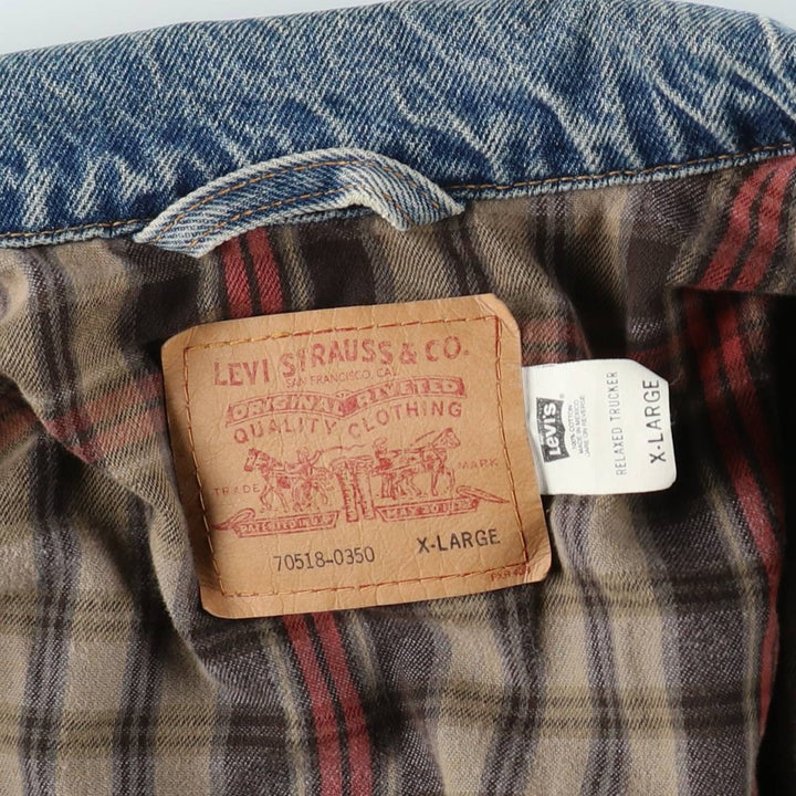 1990'S Levi's 70518-0350 Denim Jacket, Men's Size XL (approx.), Vintage cotton blue type Vintage Second Hand