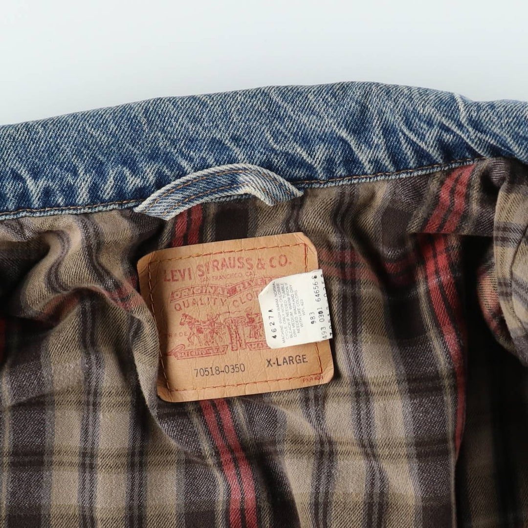 1990'S Levi's 70518-0350 Denim Jacket, Men's Size XL (approx.), Vintage cotton blue type Vintage Second Hand
