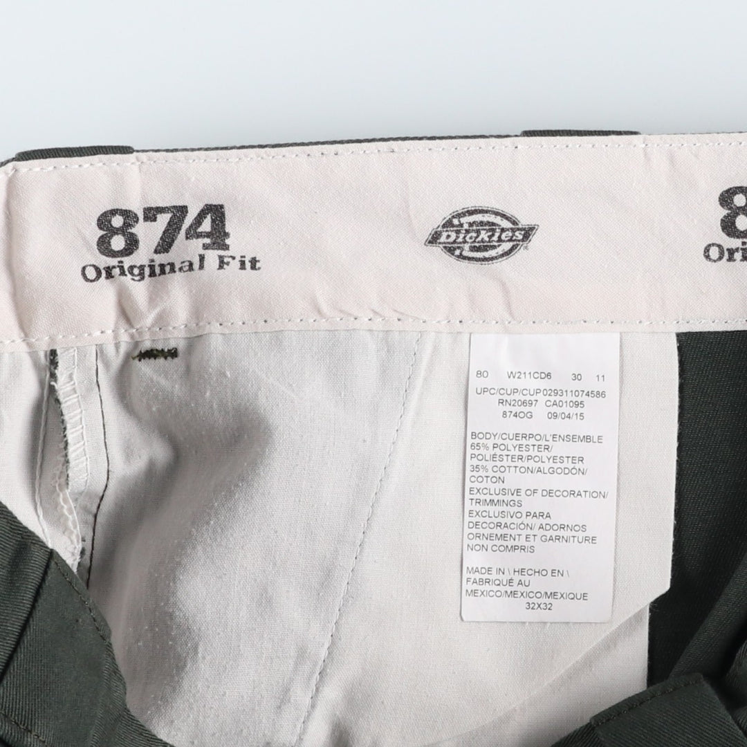 Dickies 874 Original Fit Work Pants for Men, W32 equivalent polyester green type Vintage Second Hand