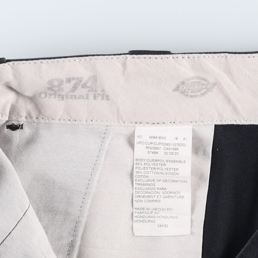 Dickies 874 Original Fit Work Pants, Men's, Size W34 polyester black type Vintage Second Hand
