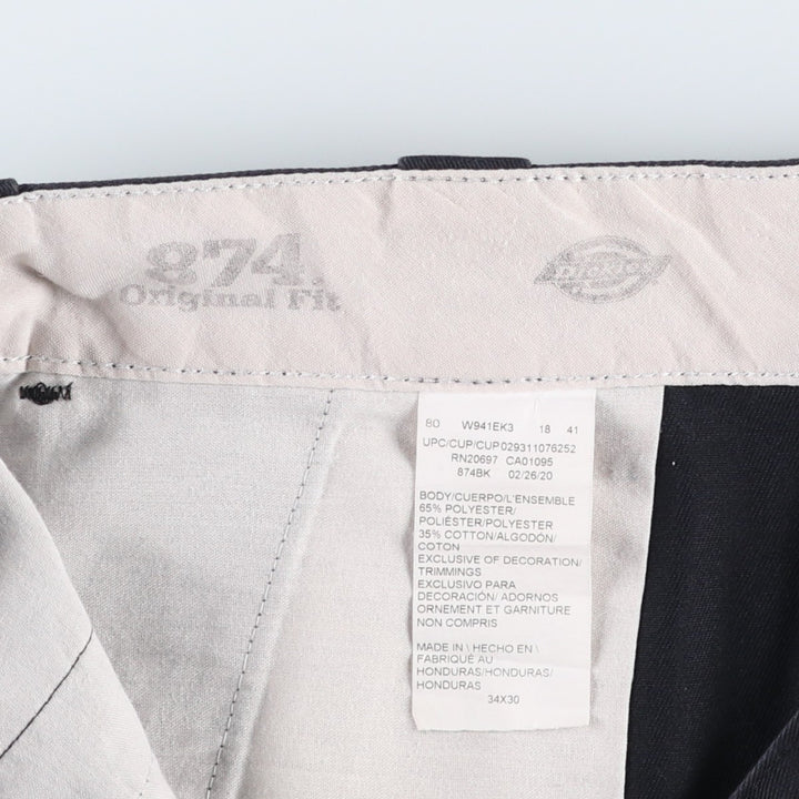 Dickies 874 Original Fit Work Pants, Men's, Size W34 polyester black type Vintage Second Hand