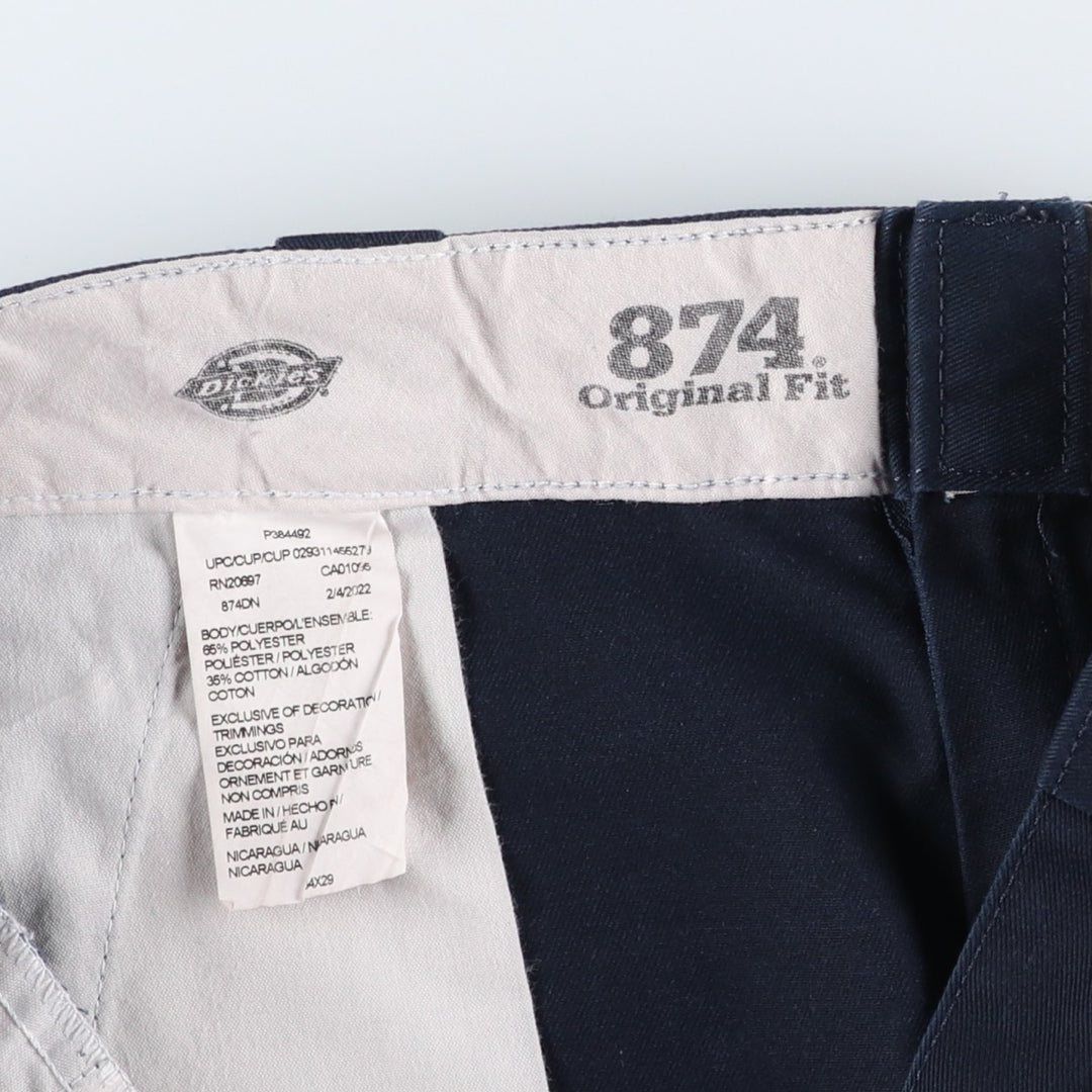 Dickies 874 Original Fit Work Pants, Men's, Size W34 polyester navy blue type Vintage Second Hand