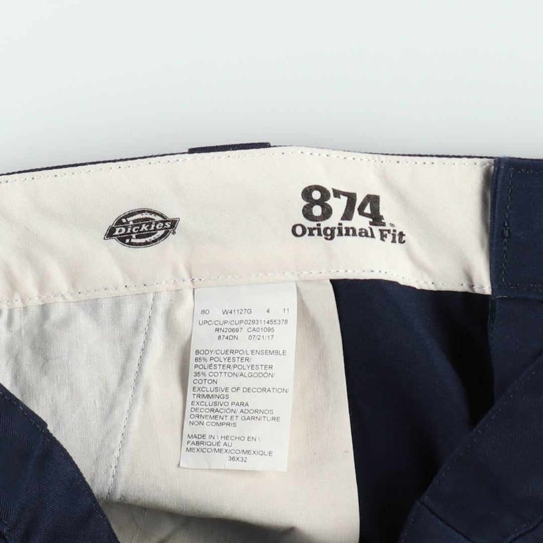 Dickies 874 Original Fit Work Pants, Men's, Size W35 polyester navy blue type Vintage Second Hand