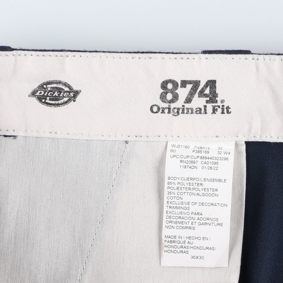 Dickies 874 FLEX ORIGINAL FIT Work Pants, Men's, Size 34 (approx.) polyester navy blue type Vintage Second Hand