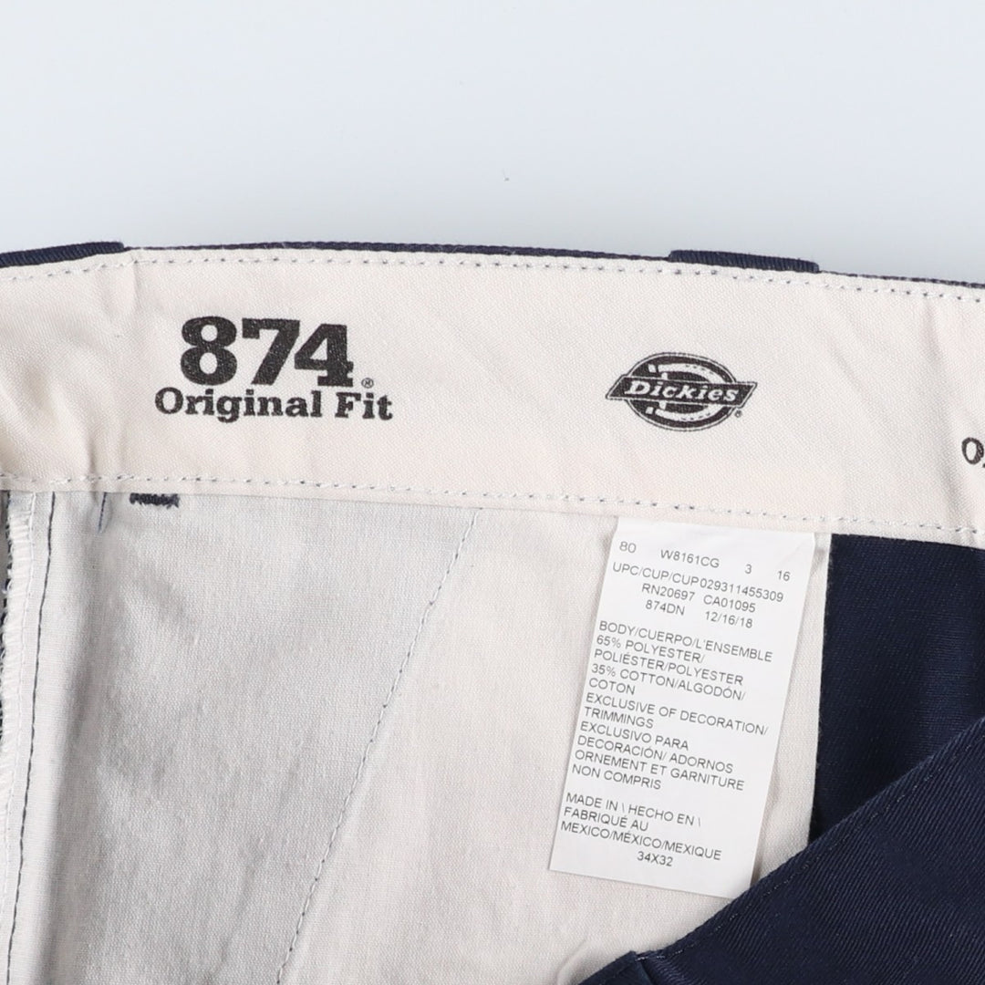 Dickies 874 Original Fit Work Pants, Men's, Size W34 polyester navy blue type Vintage Second Hand