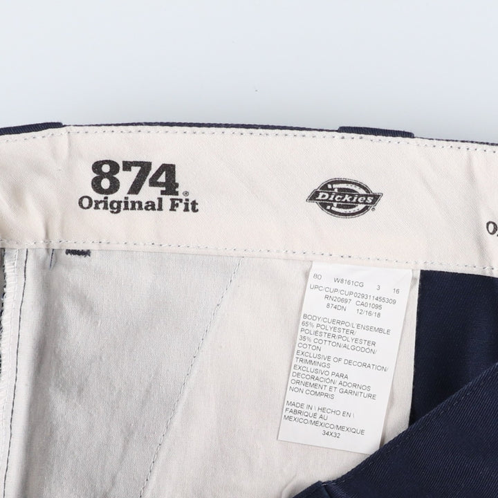 Dickies 874 Original Fit Work Pants, Men's, Size W34 polyester navy blue type Vintage Second Hand