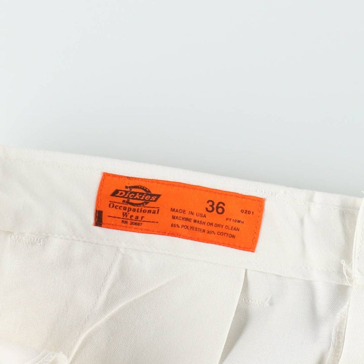 Vintage 80s-90'S Dickies work pants, made in USA, men's size W35 (approx.). polyester white type Vintage Second Hand