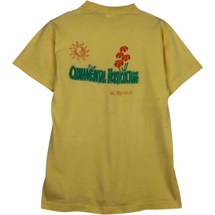 70'S Town Craft Print T-Shirt, Men's Size S (approx.), Short Sleeve, Vintage unclear yellow type Vintage Second Hand