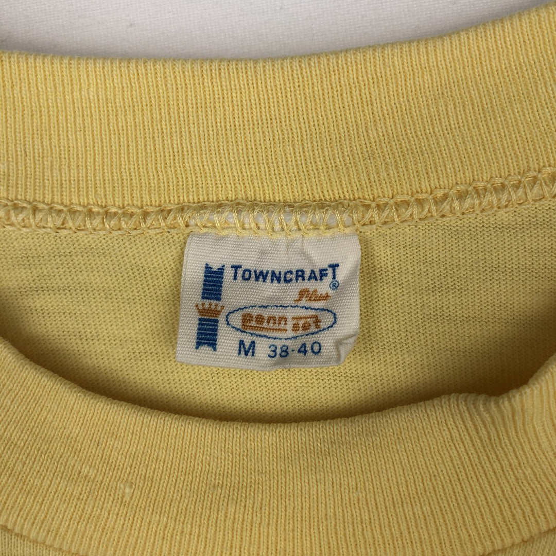 70'S Town Craft Print T-Shirt, Men's Size S (approx.), Short Sleeve, Vintage unclear yellow type Vintage Second Hand