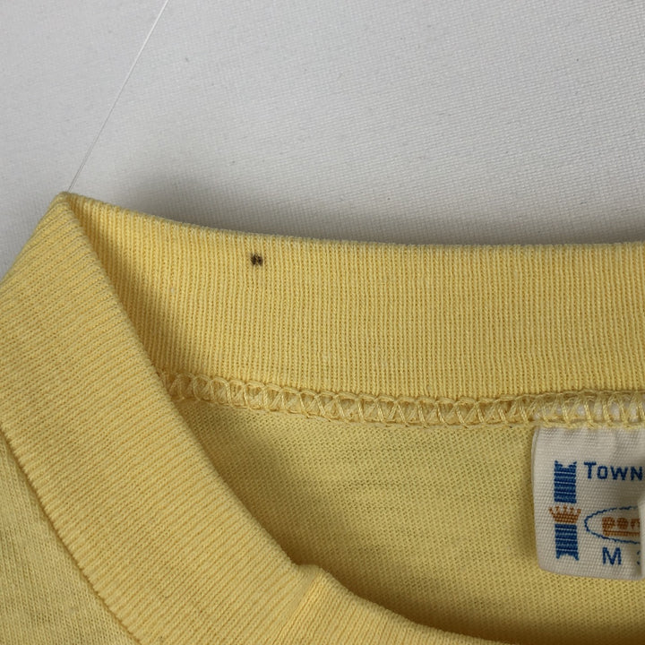 70'S Town Craft Print T-Shirt, Men's Size S (approx.), Short Sleeve, Vintage unclear yellow type Vintage Second Hand