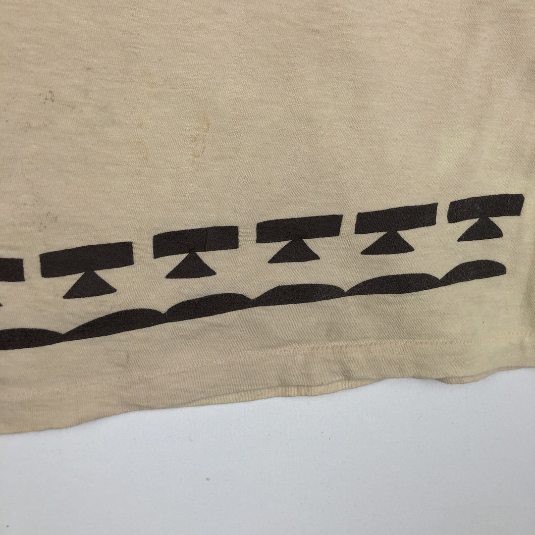 80'S Anvil Printed T-shirt Made in USA Men's XL Vintage cotton Beige type Vintage Second Hand