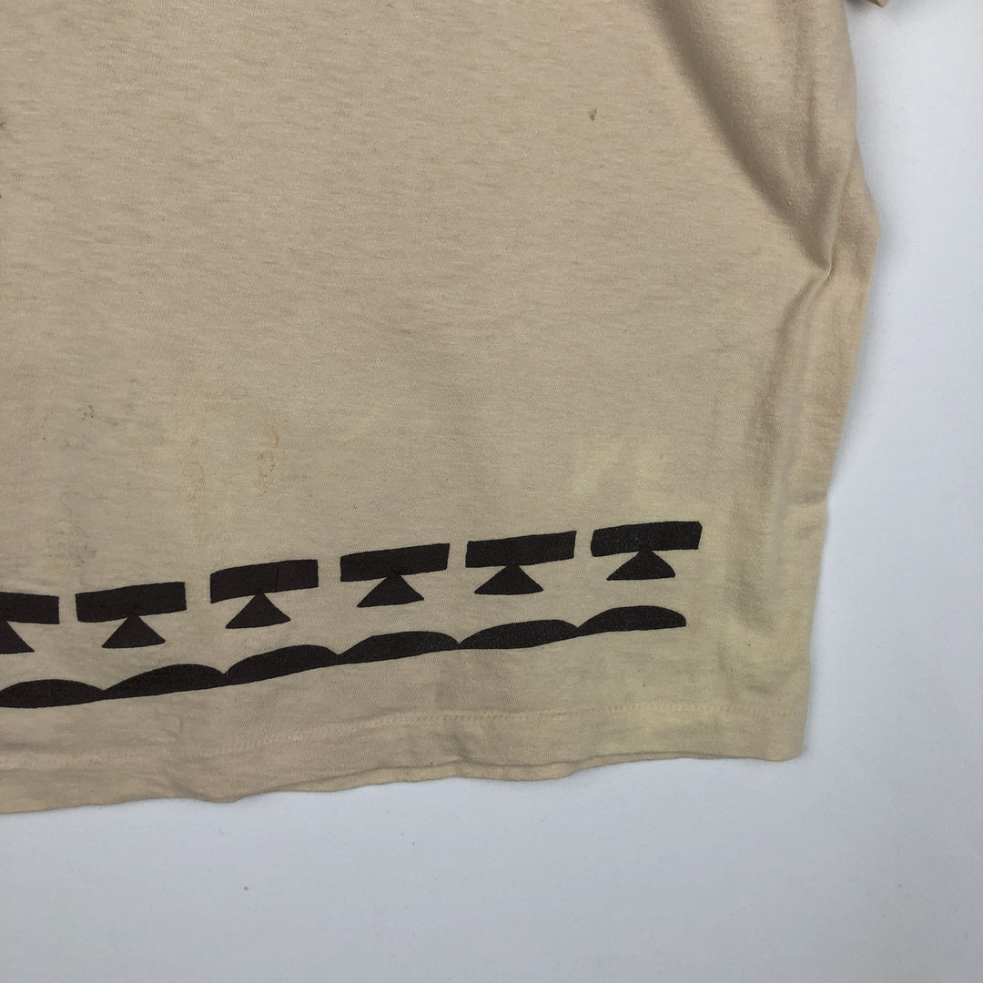 80'S Anvil Printed T-shirt Made in USA Men's XL Vintage cotton Beige type Vintage Second Hand