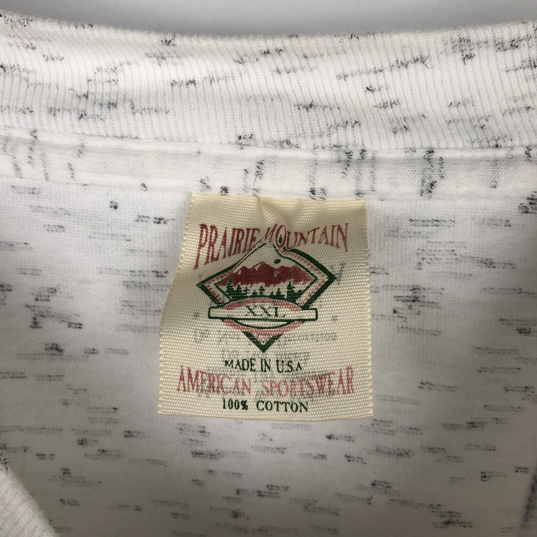 90'S Prairie Mountain American Sportwear Printed T-Shirt, Made in USA, Men's XXL equivalent, Vintage cotton gray type Vintage Second Hand