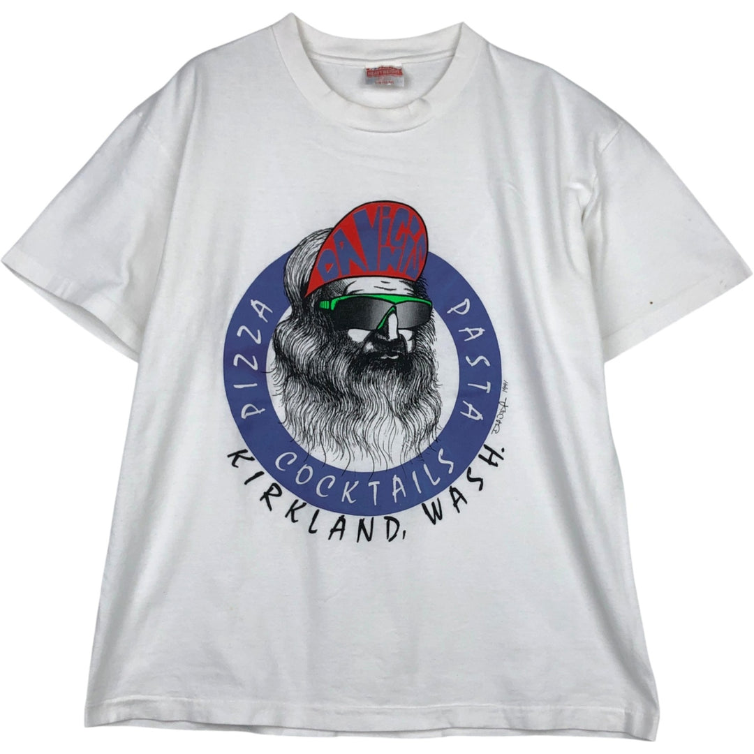 Vintage 90'S Hanes Heavyweight Printed T-shirt, Made in USA, Men's L size cotton white type Vintage Second Hand