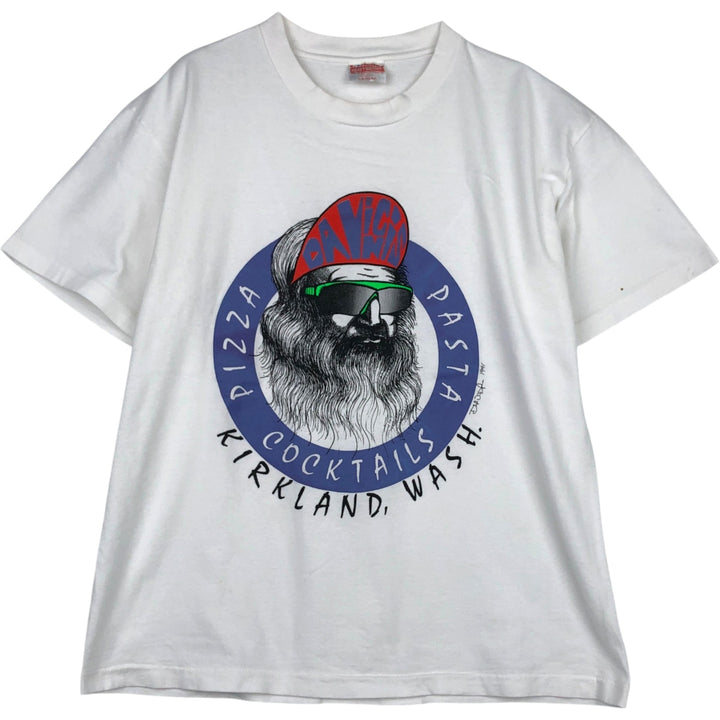Vintage 90'S Hanes Heavyweight Printed T-shirt, Made in USA, Men's L size cotton white type Vintage Second Hand