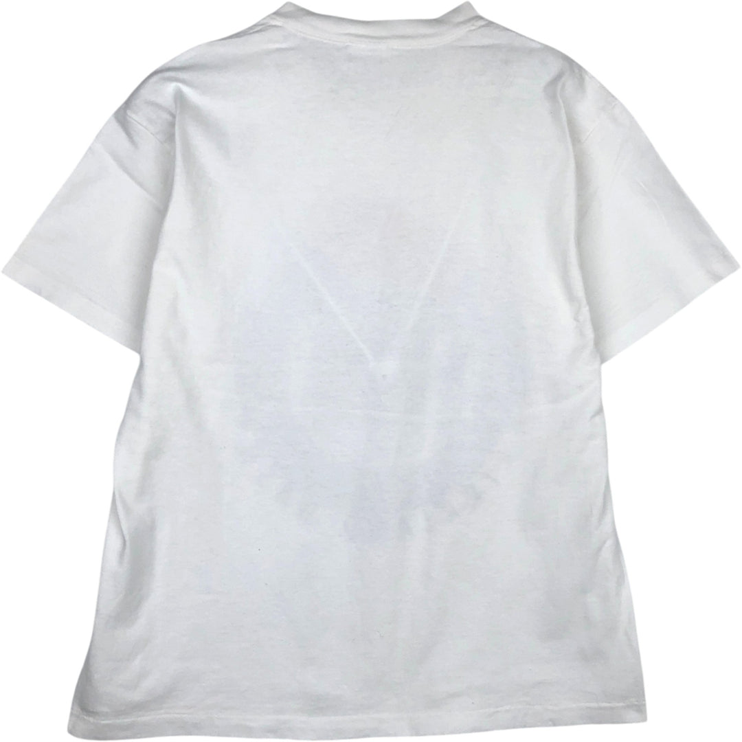 Vintage 90'S Hanes Heavyweight Printed T-shirt, Made in USA, Men's L size cotton white type Vintage Second Hand