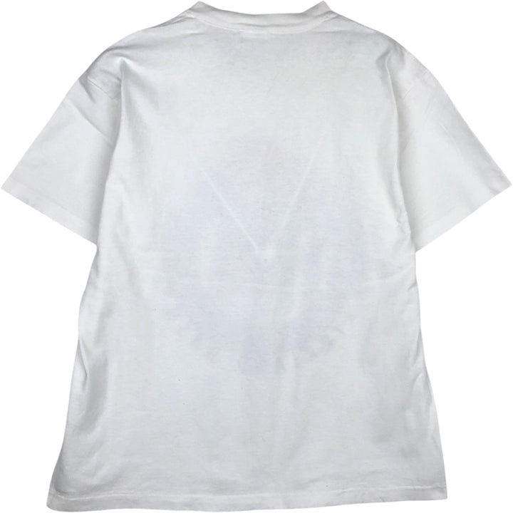 Vintage 90'S Hanes Heavyweight Printed T-shirt, Made in USA, Men's L size cotton white type Vintage Second Hand
