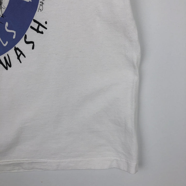 Vintage 90'S Hanes Heavyweight Printed T-shirt, Made in USA, Men's L size cotton white type Vintage Second Hand