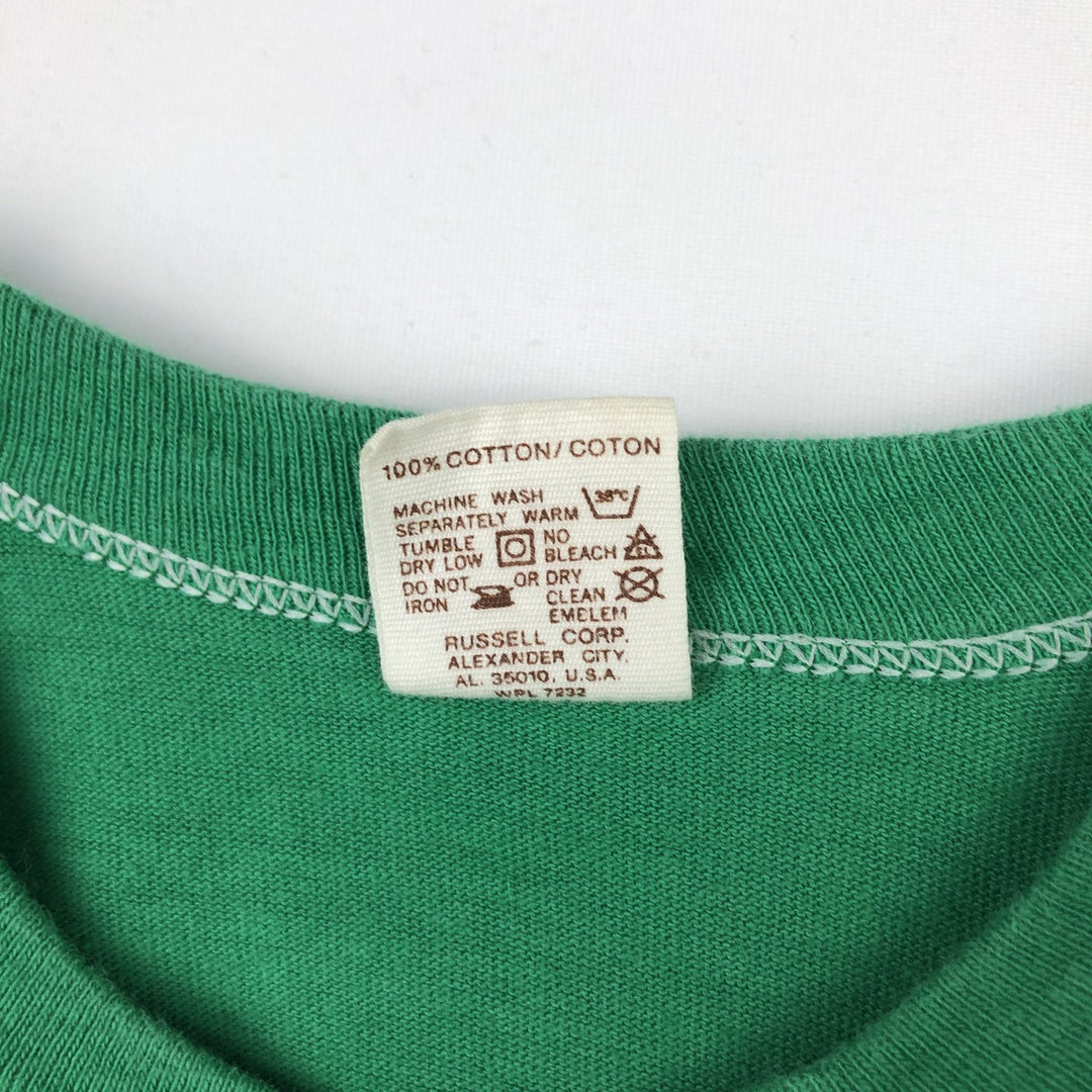 80'S Russell Print T-Shirt, Men's Size S (Equivalent), Vintage cotton green type Vintage Second Hand