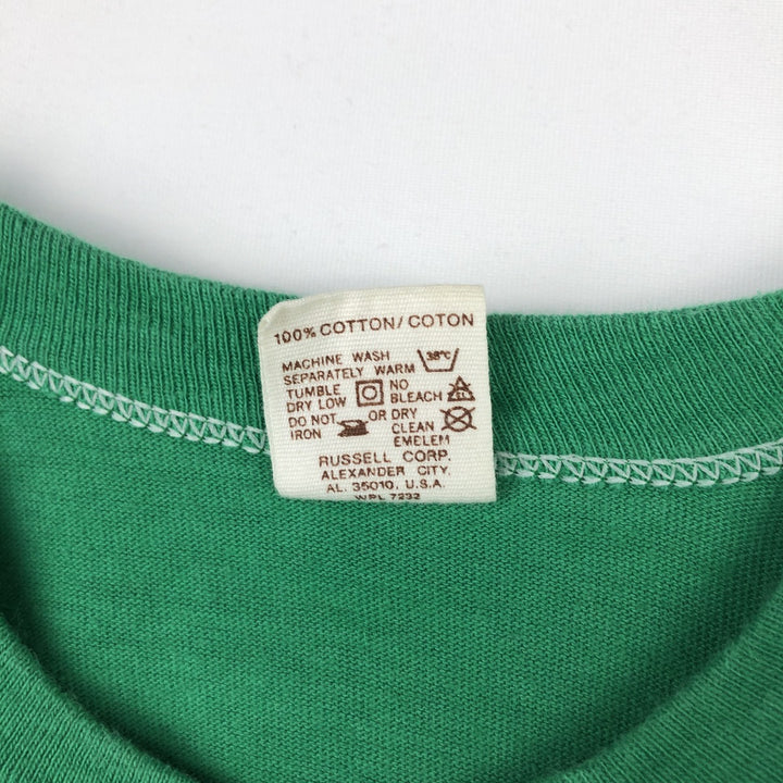 80'S Russell Print T-Shirt, Men's Size S (Equivalent), Vintage cotton green type Vintage Second Hand