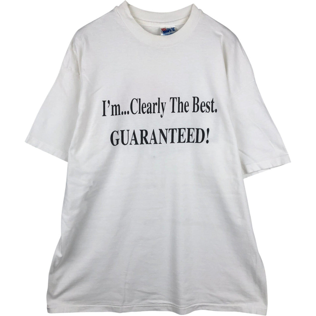 90'S Hanes BEEFY-T Message Print T-Shirt Made in USA Men's XL Vintage wool white type Vintage Second Hand
