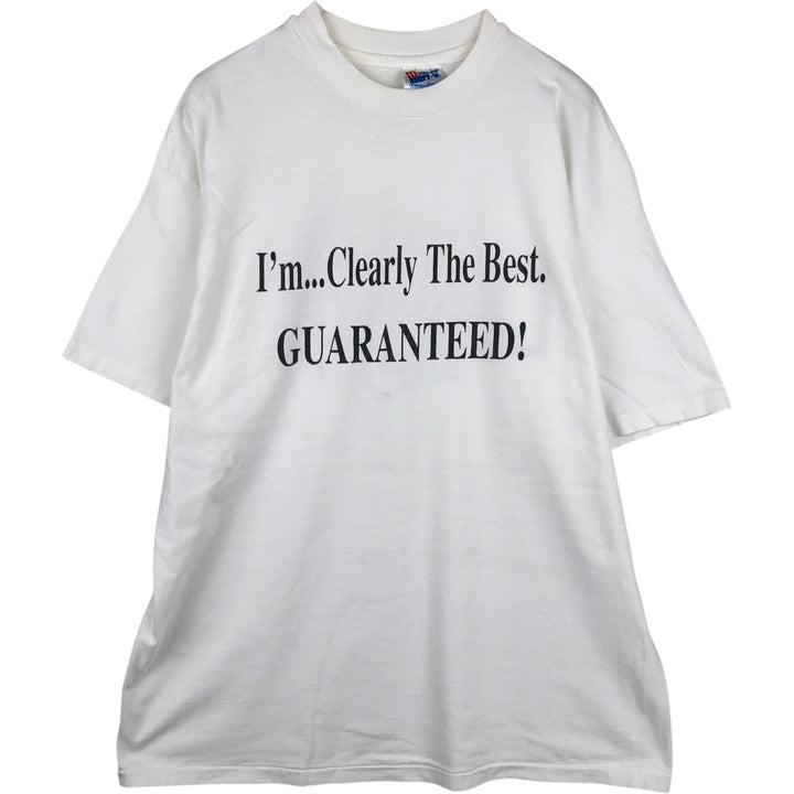 90'S Hanes BEEFY-T Message Print T-Shirt Made in USA Men's XL Vintage wool white type Vintage Second Hand