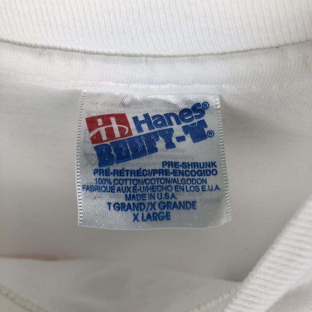 90'S Hanes BEEFY-T Message Print T-Shirt Made in USA Men's XL Vintage wool white type Vintage Second Hand