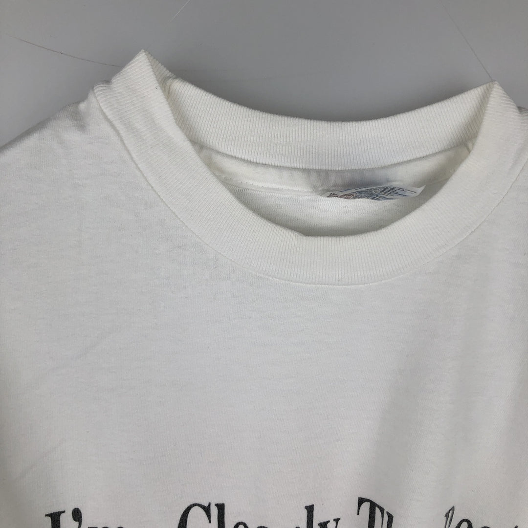 90'S Hanes BEEFY-T Message Print T-Shirt Made in USA Men's XL Vintage wool white type Vintage Second Hand