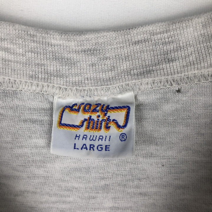 80s-90'S Crazy Shirts Printed T-Shirt, Made in USA, Men's Size L (Equivalent), Vintage cotton gray type Vintage Second Hand