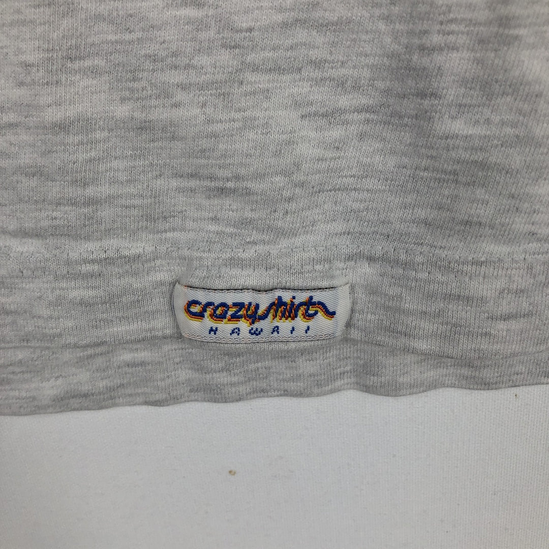80s-90'S Crazy Shirts Printed T-Shirt, Made in USA, Men's Size L (Equivalent), Vintage cotton gray type Vintage Second Hand