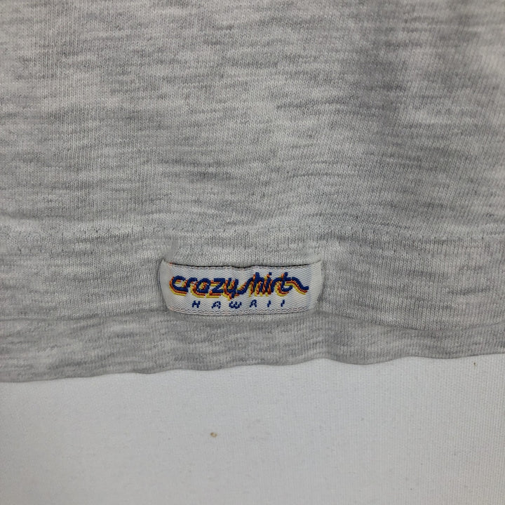 80s-90'S Crazy Shirts Printed T-Shirt, Made in USA, Men's Size L (Equivalent), Vintage cotton gray type Vintage Second Hand