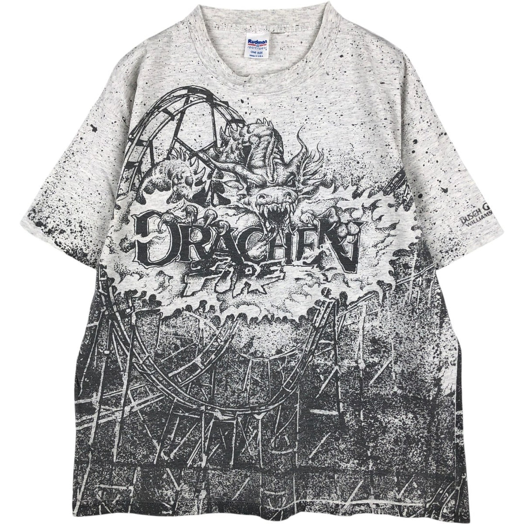 90'S RUDMAN SPORTSWEAR All-Over Print T-Shirt, Made in USA, Men's XL (approx.), Vintage cotton white type Vintage Second Hand
