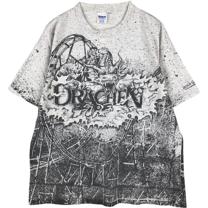 90'S RUDMAN SPORTSWEAR All-Over Print T-Shirt, Made in USA, Men's XL (approx.), Vintage cotton white type Vintage Second Hand
