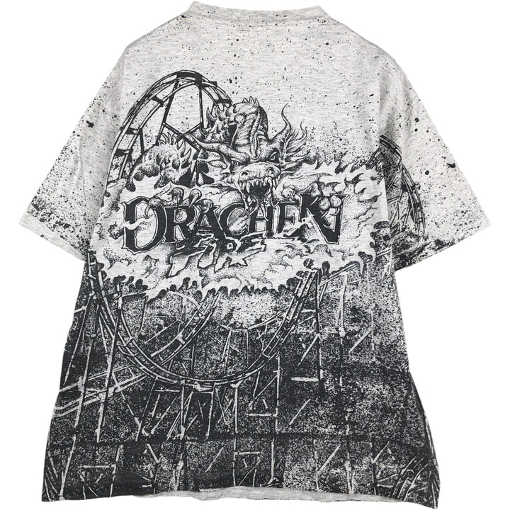 90'S RUDMAN SPORTSWEAR All-Over Print T-Shirt, Made in USA, Men's XL (approx.), Vintage cotton white type Vintage Second Hand