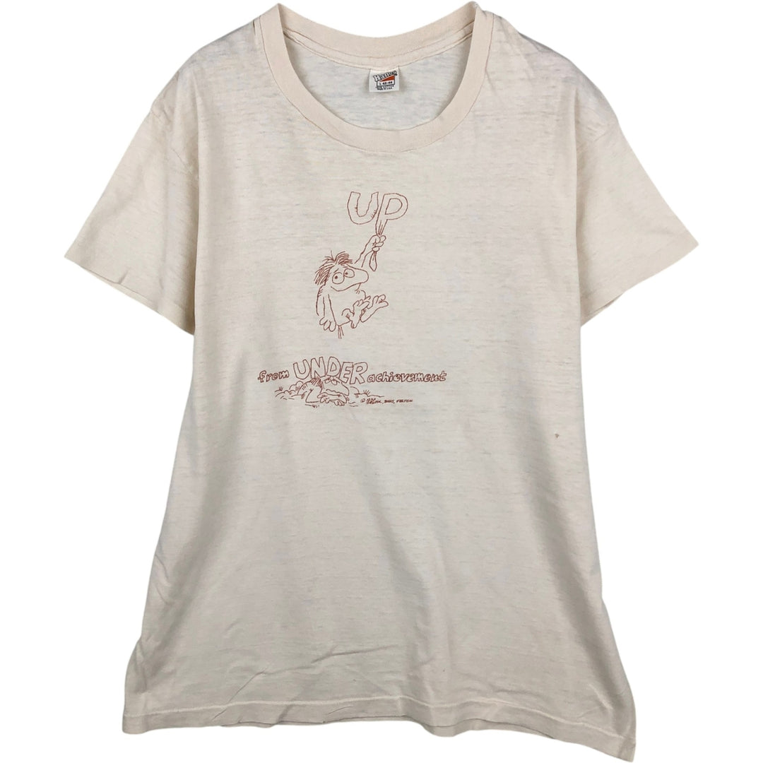 70'S Hanes Print T-Shirt, Made in USA, Men's Size L (Equivalent), Vintage cotton unbleached Vintage Second Hand