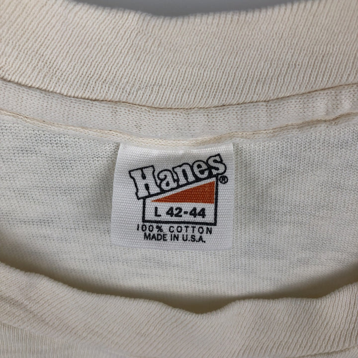 70'S Hanes Print T-Shirt, Made in USA, Men's Size L (Equivalent), Vintage cotton unbleached Vintage Second Hand