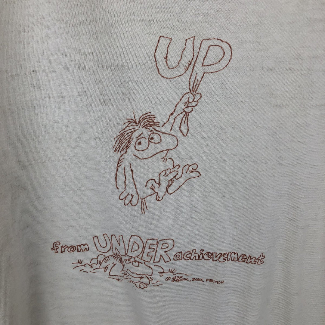 70'S Hanes Print T-Shirt, Made in USA, Men's Size L (Equivalent), Vintage cotton unbleached Vintage Second Hand