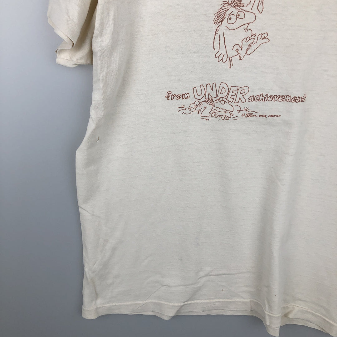 70'S Hanes Print T-Shirt, Made in USA, Men's Size L (Equivalent), Vintage cotton unbleached Vintage Second Hand