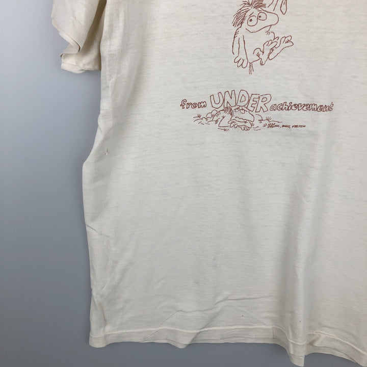 70'S Hanes Print T-Shirt, Made in USA, Men's Size L (Equivalent), Vintage cotton unbleached Vintage Second Hand