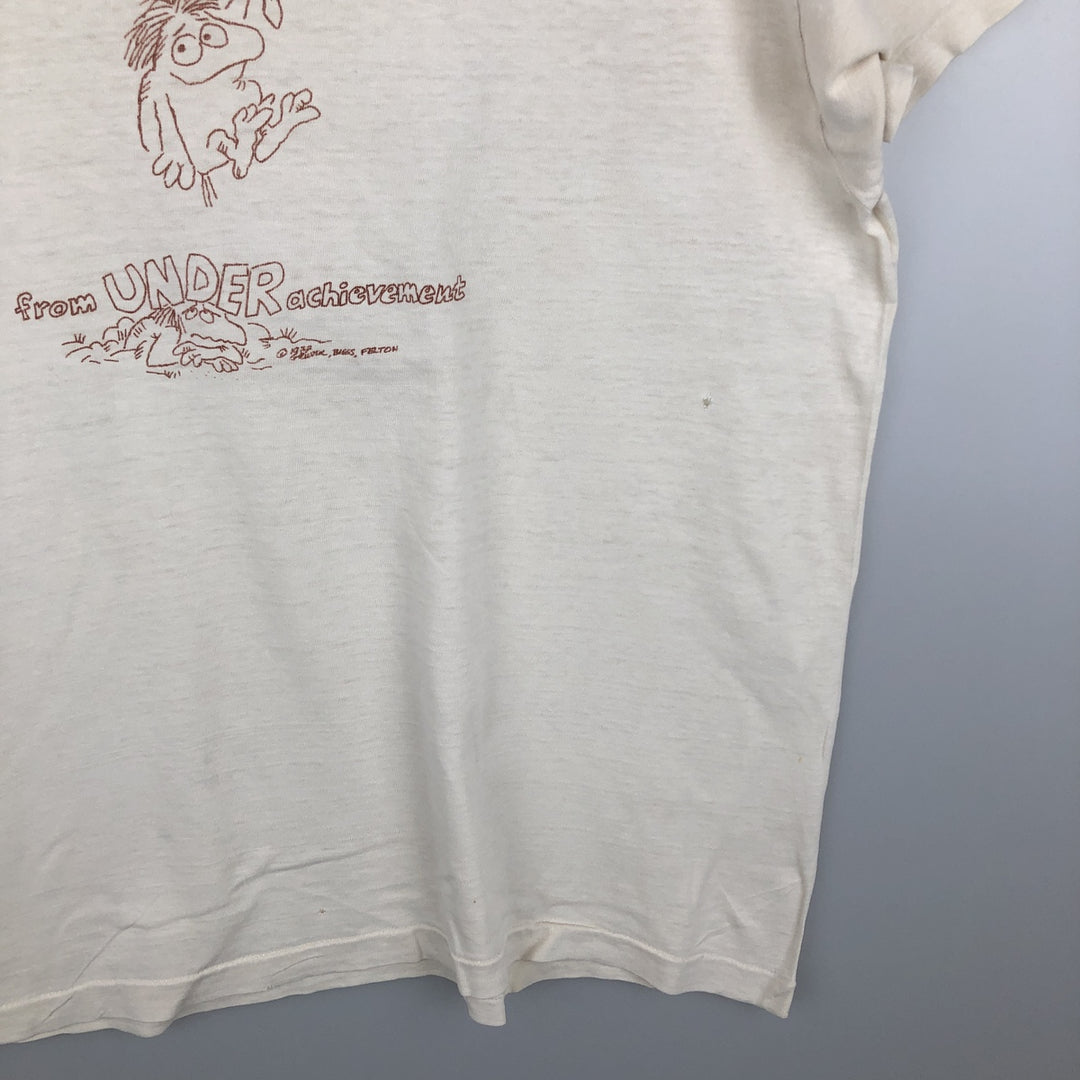 70'S Hanes Print T-Shirt, Made in USA, Men's Size L (Equivalent), Vintage cotton unbleached Vintage Second Hand