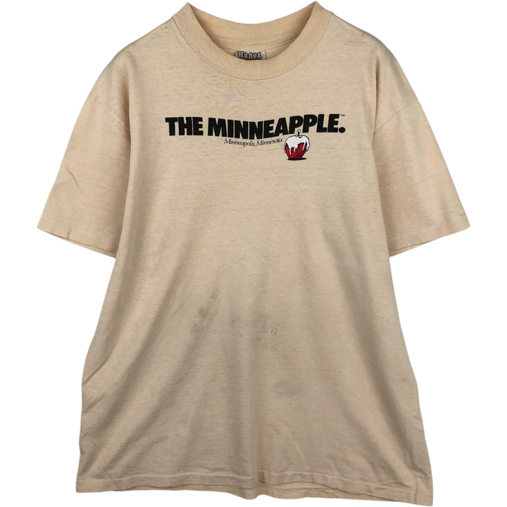 Vintage 1980'S Hanes BEEFY-T Printed T-Shirt, Made in USA, Men's Size Large cotton Beige type Vintage Second Hand