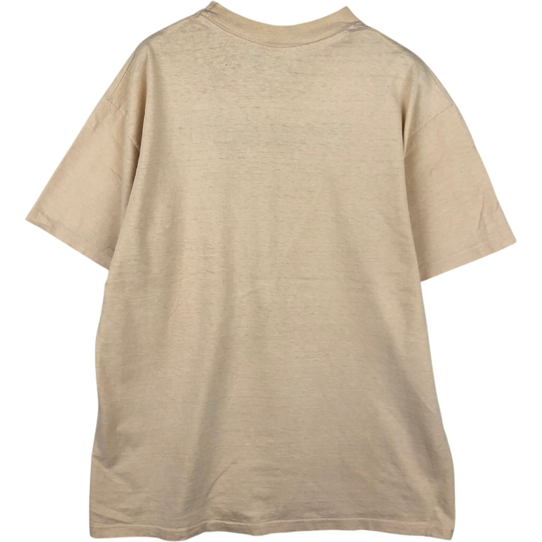 Vintage 1980'S Hanes BEEFY-T Printed T-Shirt, Made in USA, Men's Size Large cotton Beige type Vintage Second Hand