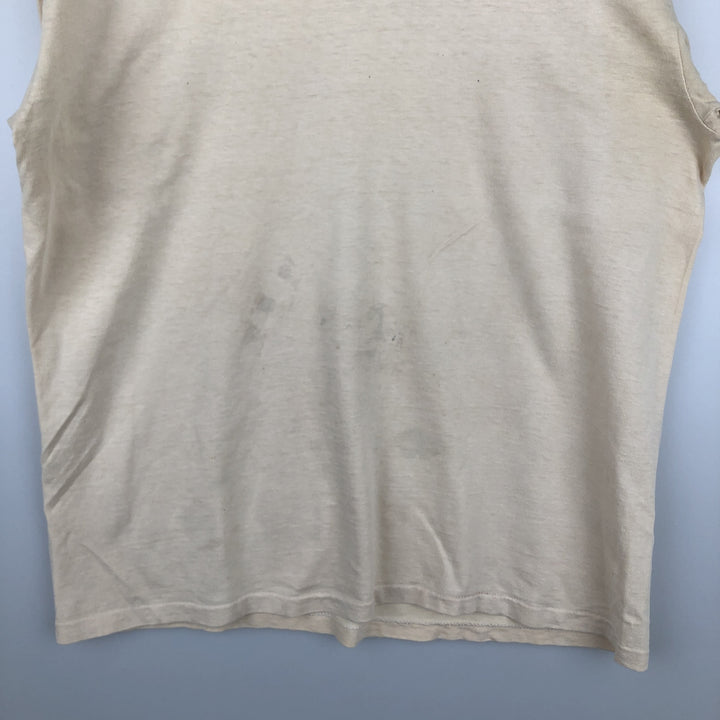 Vintage 1980'S Hanes BEEFY-T Printed T-Shirt, Made in USA, Men's Size Large cotton Beige type Vintage Second Hand