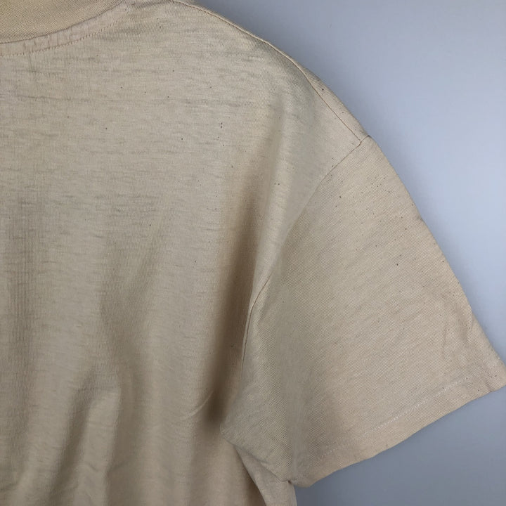Vintage 1980'S Hanes BEEFY-T Printed T-Shirt, Made in USA, Men's Size Large cotton Beige type Vintage Second Hand