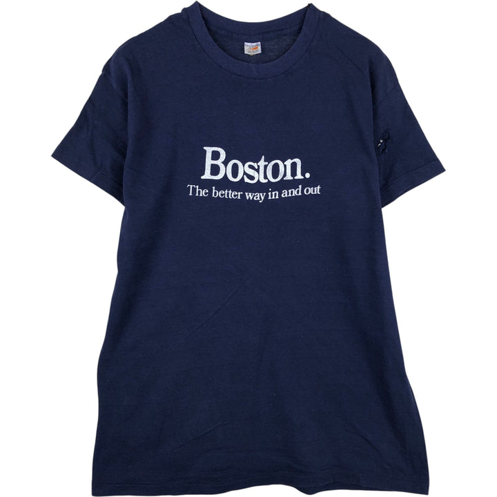 70'S Hanes Message Print T-Shirt, Made in USA, Men's XL (approx.), Vintage cotton navy blue type Vintage Second Hand