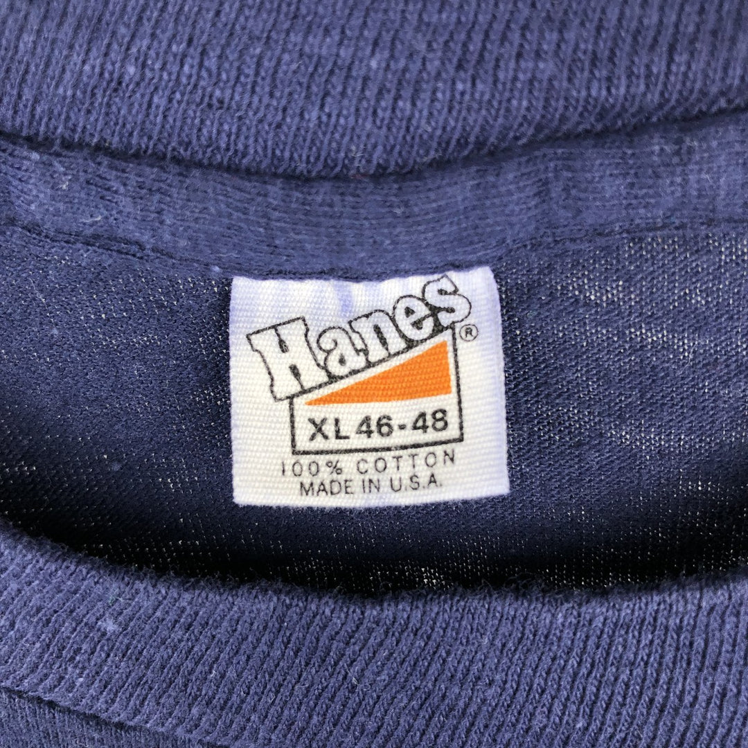 70'S Hanes Message Print T-Shirt, Made in USA, Men's XL (approx.), Vintage cotton navy blue type Vintage Second Hand